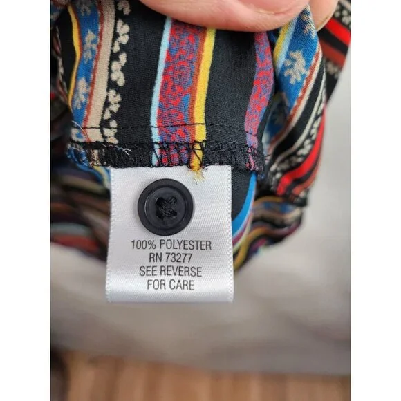 Dana Buchman Multicolor Striped 3/4 Sleeve Popover Blouse Size Medium - Picture 4 of 6